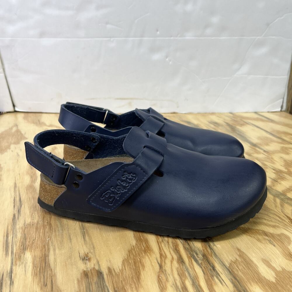 Birkenstock Birki’s Tokio Women US 6 EU 37 Blue Leather Slip On Clogs Comfort